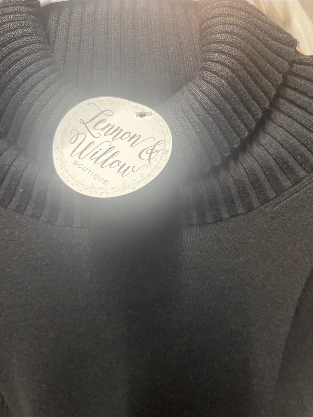 Women's Black Tie-Front Turtleneck Sweater - Picture 7 of 7